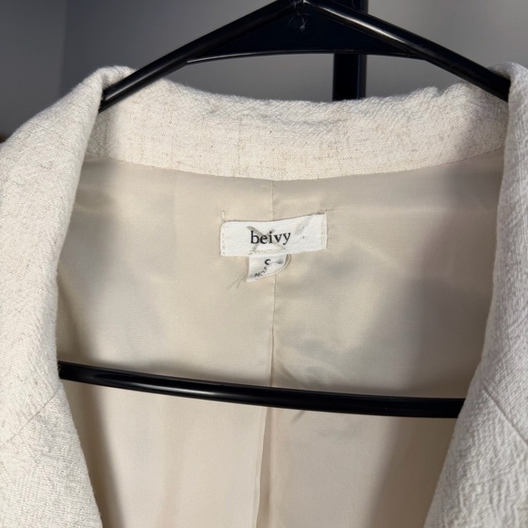 Halogen Cream Single-Button Textured Blazer - Picture 2 of 6